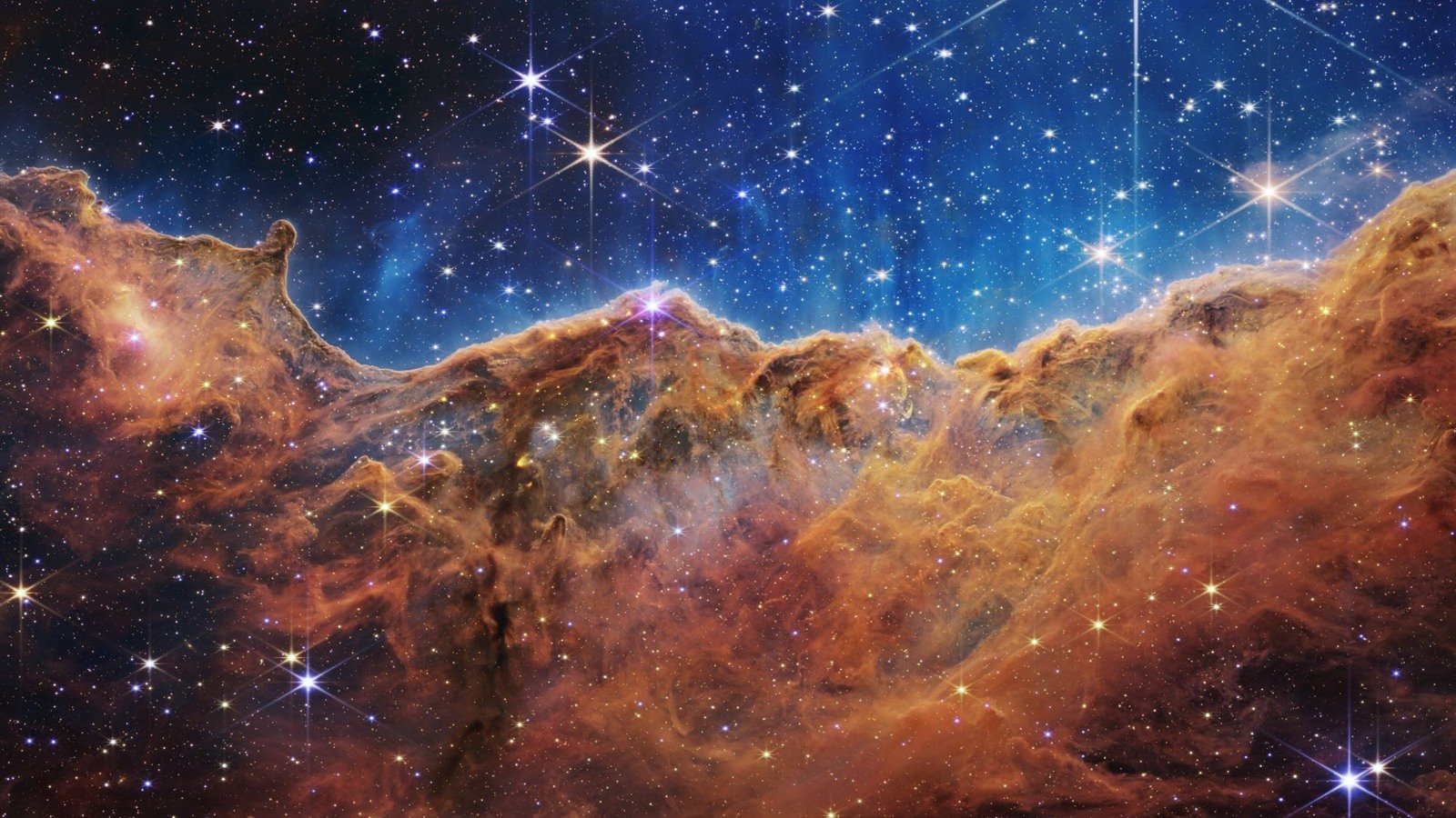 The Cosmic Cliffs in the Carina Nebula, captured by the James Webb Space Telescope