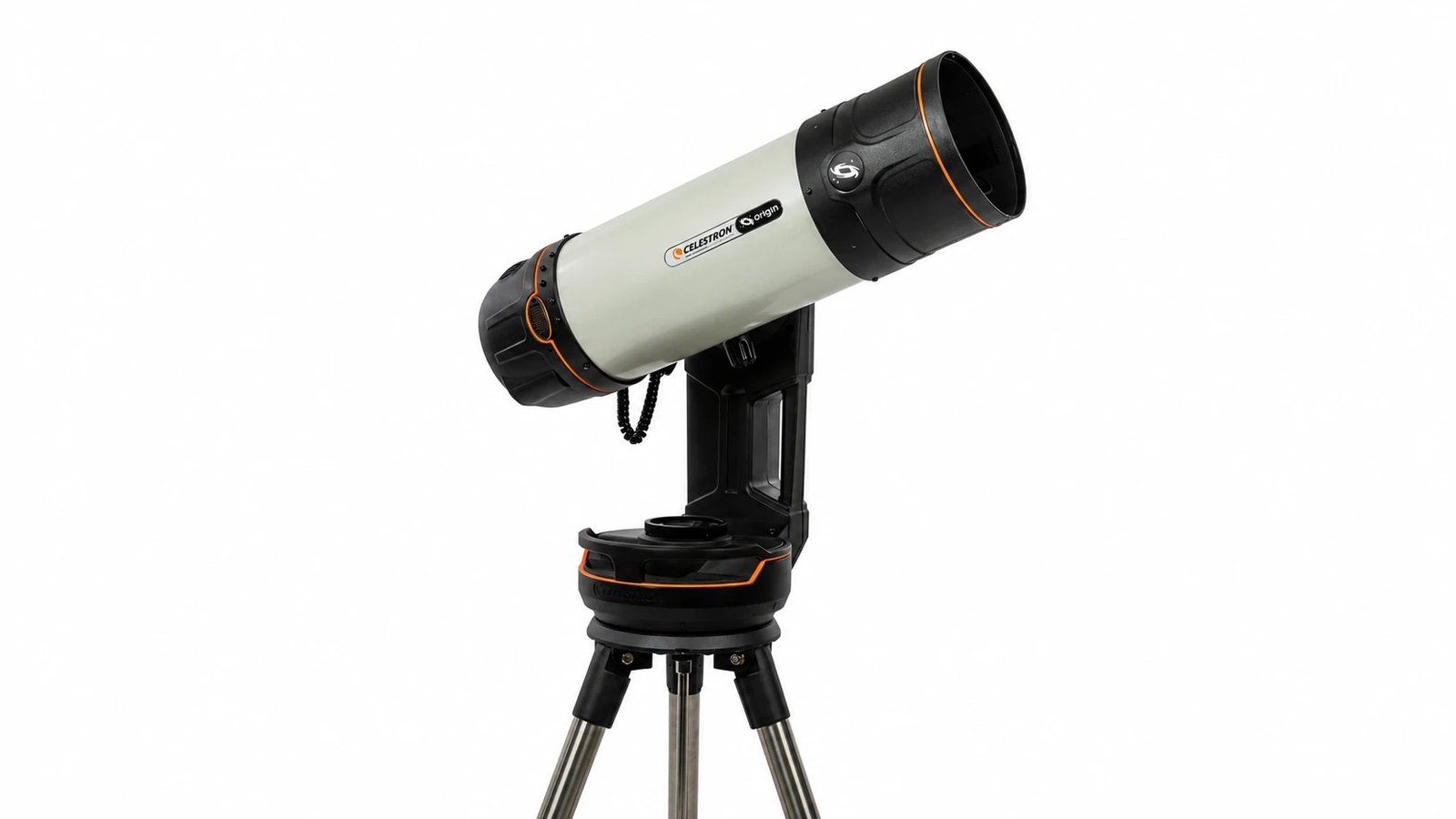 The Celestron Origin Mark II Intelligent Home Observatory on its tripod