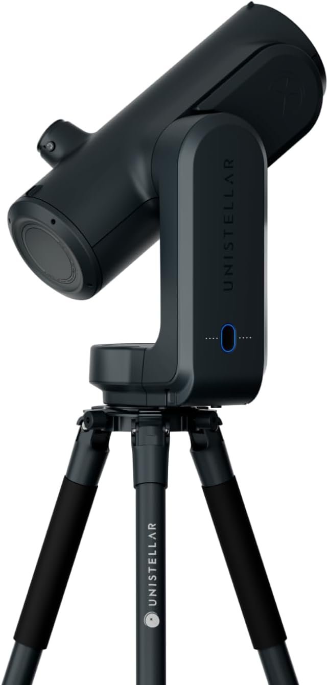 The Unistellar Odyssey Pro smart telescope on its tripod